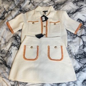 Maje Knit Contrast Trim Matching Set - Top & Skirt